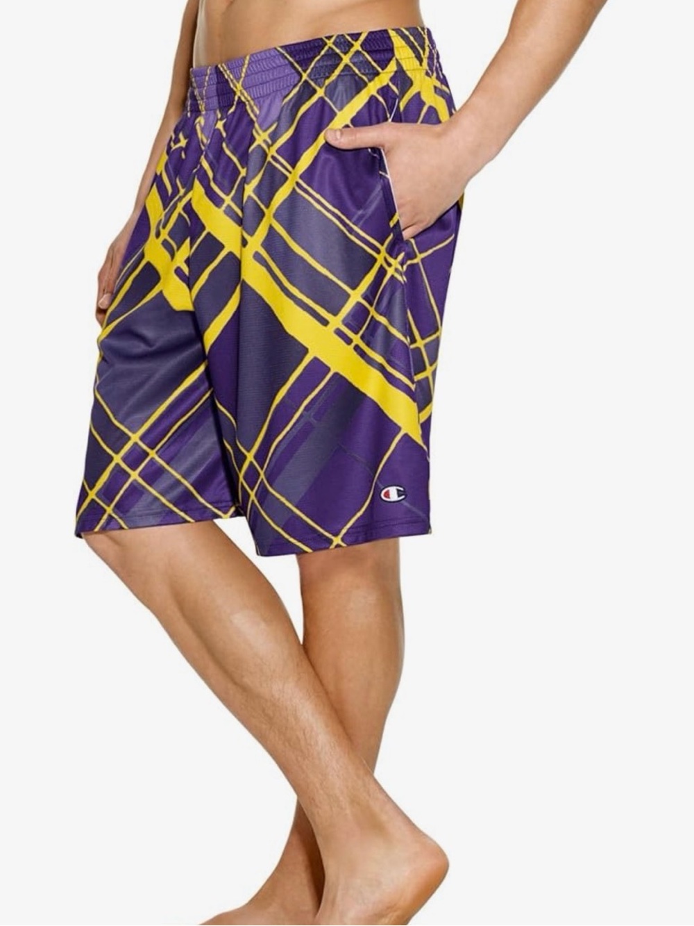 NWT M Champion Intensity Men’s Shorts Purple X Factor Plaid